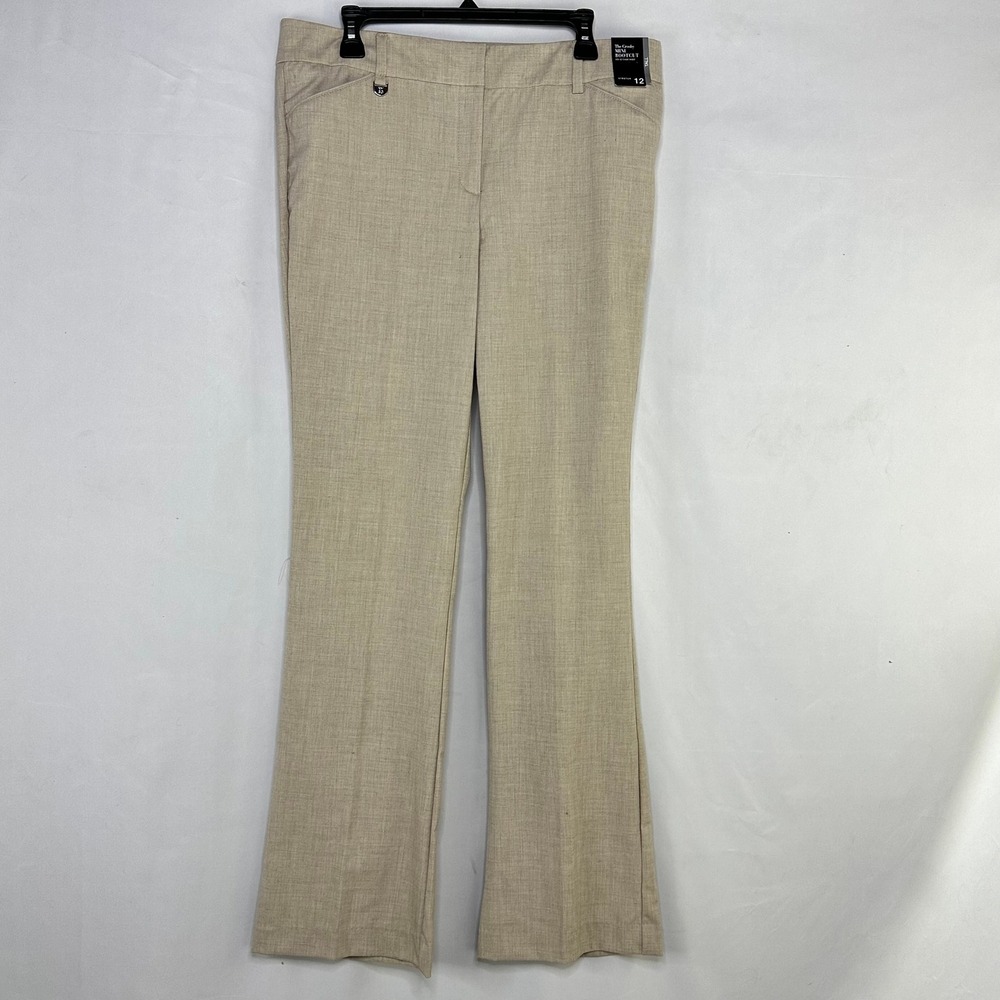 New‎ York & Company 12 Tall Crosby Bootcut Pant Tan Career Office Stretch NWT